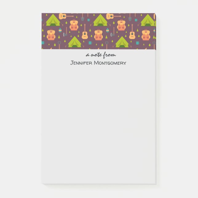 Cute Camping Thned Mönster Post-it Block (Framsida)