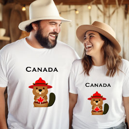 Cute Canada Beaver med Maple Löv Light-Färg T Shirt