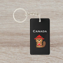 Cute Canada Beaver med Maple Löv Mörk Färg