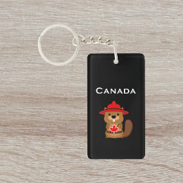 Cute Canada Beaver med Maple Löv Mörk Färg