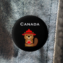 Cute Canada Beaver med Maple Löv Mörk Färg