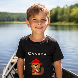 Cute Canada Beaver med Maple Löv Mörk Färg T Shirt