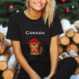 Cute Canada Beaver med Maple Löv Mörk Färg T Shirt