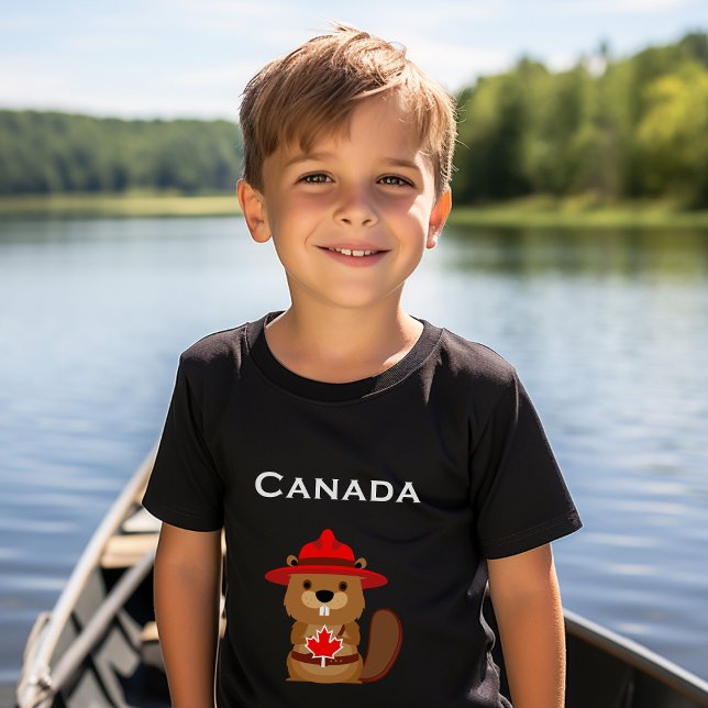 Cute Canada Beaver med Maple Löv Mörk Färg T Shirt (Skapare uppladdad)