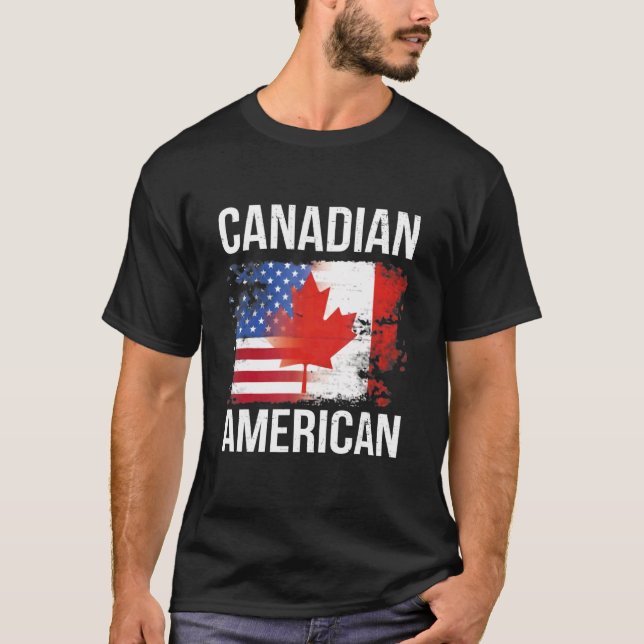 Cute Canada Day Canadian American US Flagga T Shirt (Framsida)
