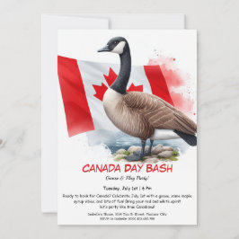 Cute Canada Goose & Maple Löv Flagga | Kanada-dage Inbjudningar
