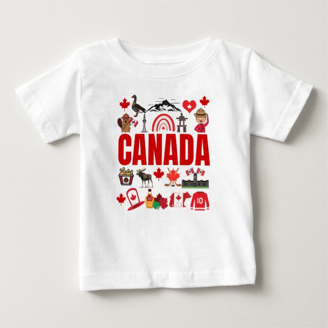 Cute Canada Symbols Collage T Shirt (Framsida)