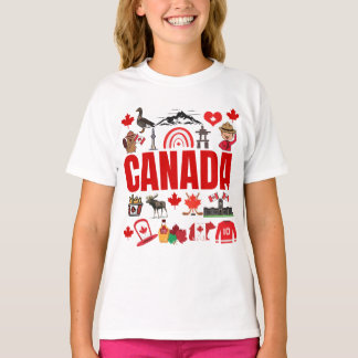 Cute Canada Symbols Collage T Shirt