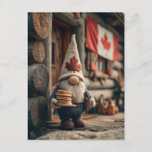 Cute Canadian Gnome med Pancakes Helg Vykort