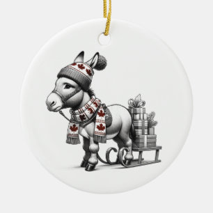 Cute Canadian jul Donkey Julgransprydnad Keramik