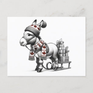 Cute Canadian jul Donkey Vykort