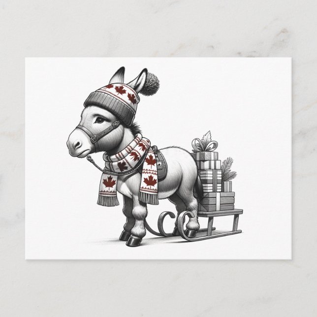 Cute Canadian jul Donkey Vykort (Framsida)