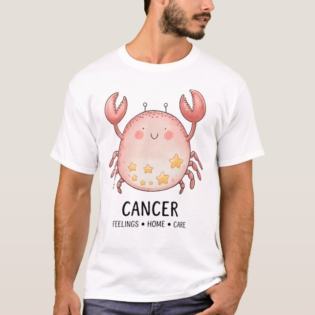 Cute Cancer Crab med stjärnor T Shirt (Framsida)