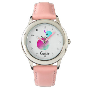 *~* Cute Cancer Zodiac Funny Fånig Rosa Armbandsur