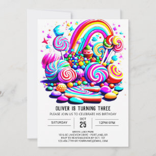 Cute Candy Boho Barns födelsedag Inbjudningar