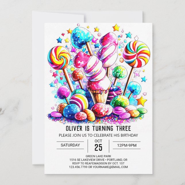 Cute Candy Boho Barns födelsedag Inbjudningar (Framsida)