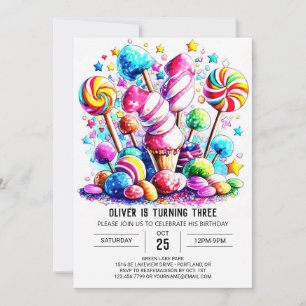 Cute Candy Boho Barns födelsedag Inbjudningar