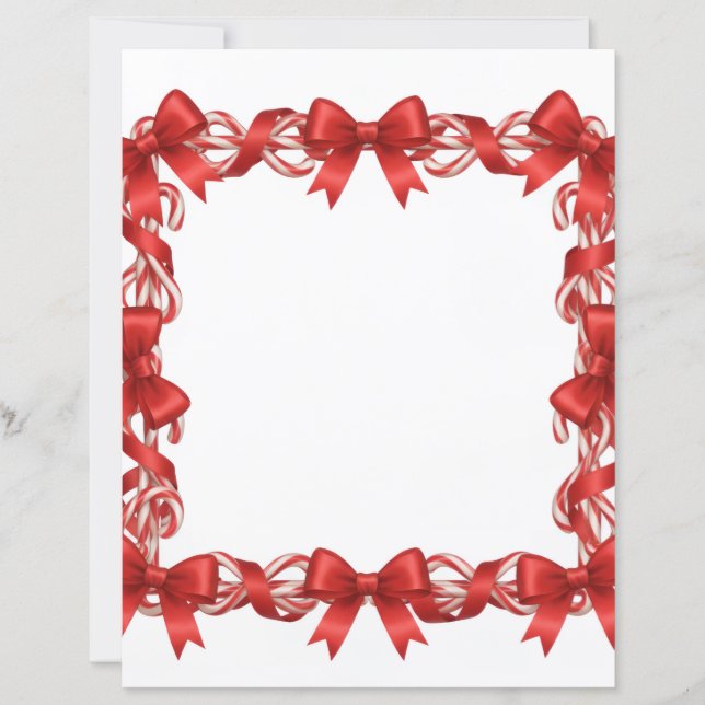 Cute Candy Cane and Red Ribbon Stationary (Framsida)