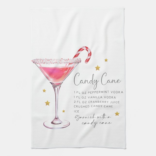Cute Candy cane Cocktail Recipe Kökshandduk (Vertikal)