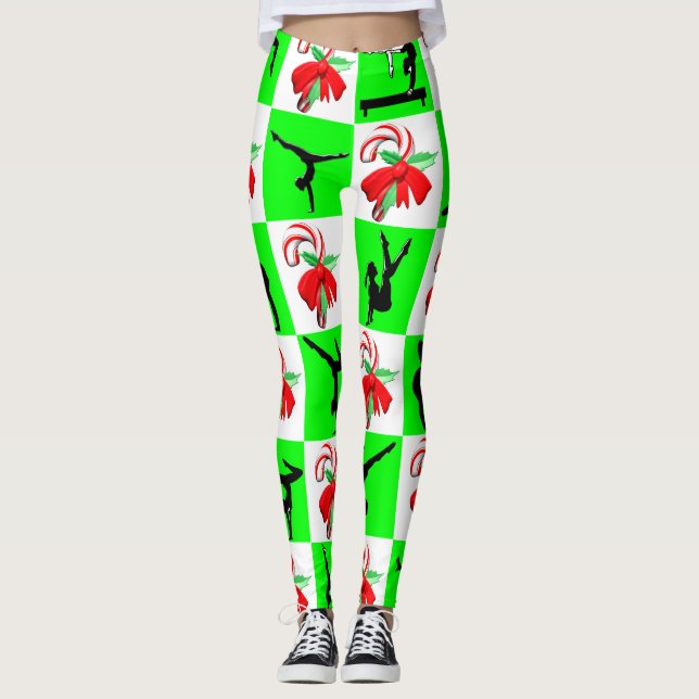 CUTE CANDY CANE GYMNASTICS LEGGINGS (Framsida)