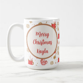 Cute Candy cane Hett Kakao Mönster God jul Kaffemugg