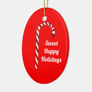 Cute Candy cane Sweet Glad helg Ornament
