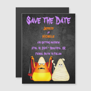 Cute Candy corn Halloween Bröllop spara datum Magnetisk Inbjudningskort