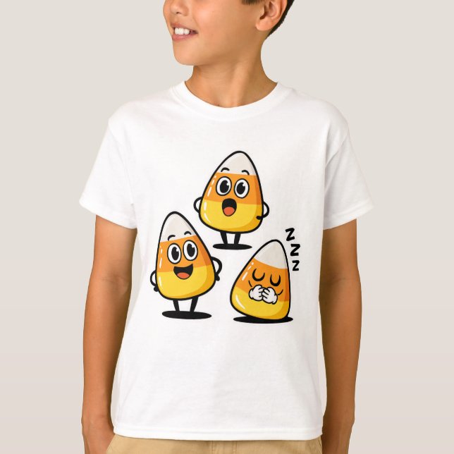 Cute Candy Corn Halloween Kids Shirt T (Framsida)