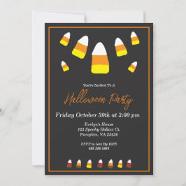 Cute Candy corn Orange Black Halloween fest Inbjudningar
