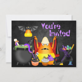 Cute Candy corn Spooky Halloween Birthday Inbjudan