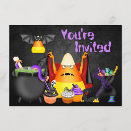 Cute Candy corn Spooky Halloween Birthday Inbjudan
