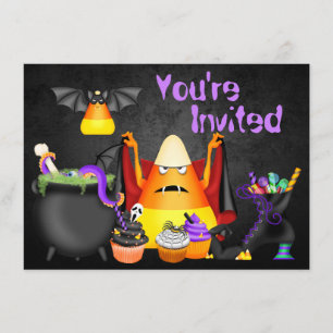 Cute Candy corn Spooky Halloween Birthday Inbjudan