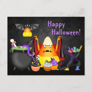 Cute Candy corn Spooky Treats Happy halloween Vykort