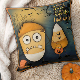 Cute, Candy corn Sweet och Spooky Halloween Kudde