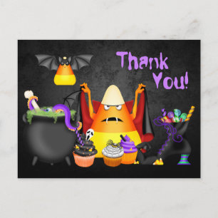 Cute Candy corn-taloky Treats Halloween Tack Vykort