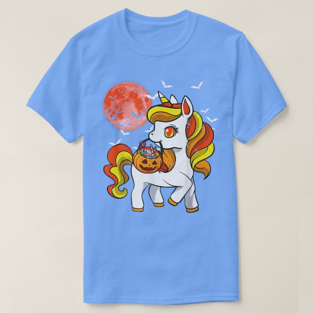 Cute Candy corn Unicorn Halloween T Shirt (Design framsida)