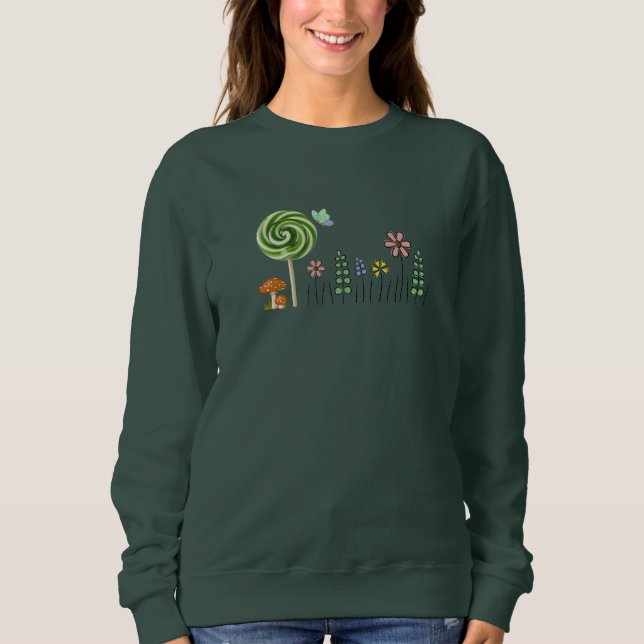 Cute Candy Garden Illustration. Women’s Cozy Basic T Shirt (Framsida)