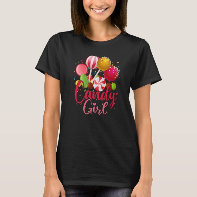 Cute Candy Girl Sweet Lolly Cotton Lollipop Candy  T Shirt (Framsida)