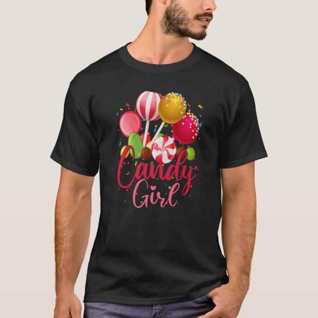 Cute Candy Girl Sweet Lolly Cotton Lollipop Candy  T Shirt (Framsida)