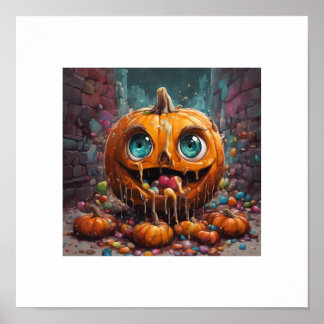 Cute Candy Halloween Pumpkin Poster