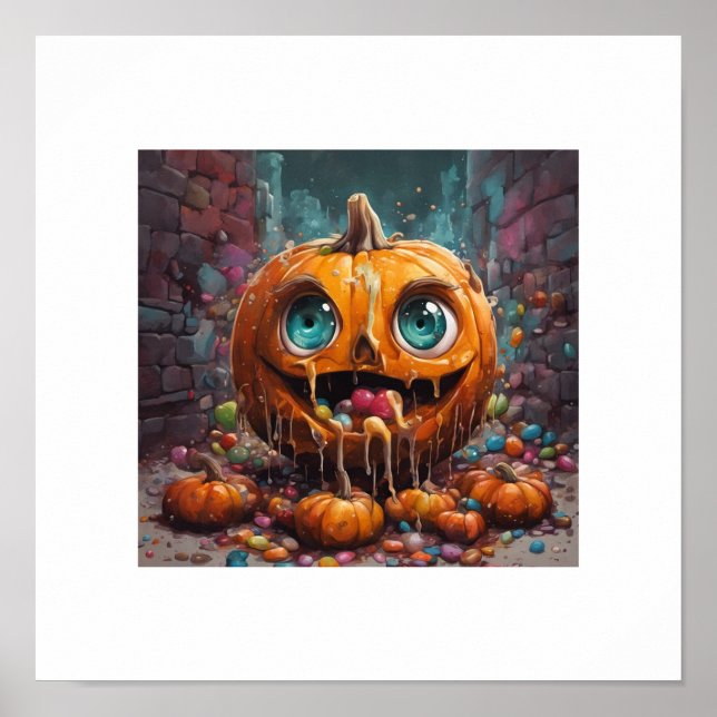 Cute Candy Halloween Pumpkin Poster (Framsidan)