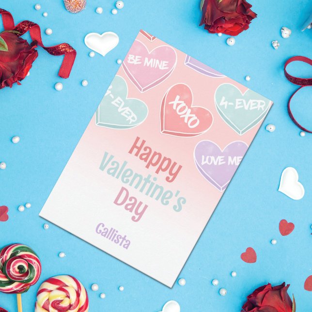 Cute Candy Hearts Valentine Day Julkort (Skapare uppladdad)