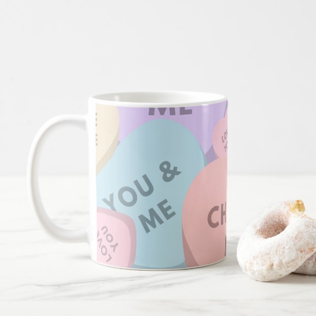 Cute Candy Hearts Valentine Day Kaffemugg (Med munk)