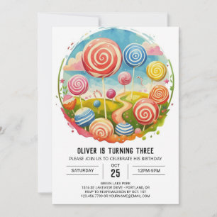 Cute Candy Lollipop Birthday Inbjudningar