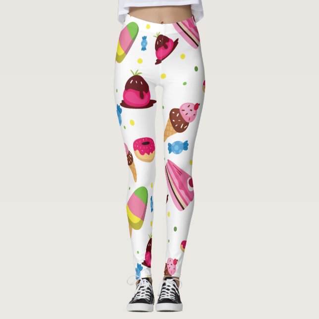 Cute candy och söt färgad mönster leggings (Framsida)