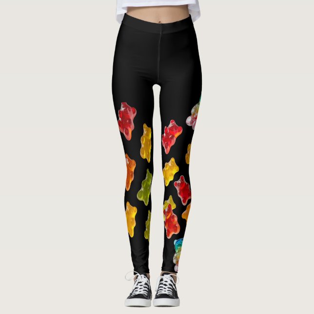 Cute Candy Print Colorful Gummy Bear Leggings (Framsida)