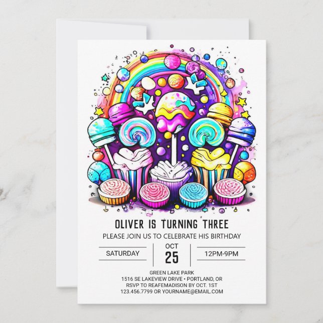 Cute Candy Sweet Chocolate Birthday Inbjudningar (Framsida)