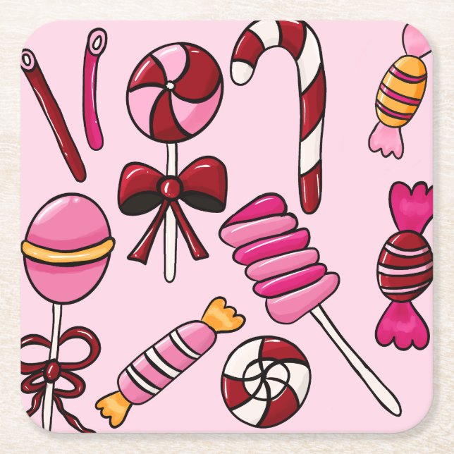 Cute Candy Underlägg Papper Kvadrat (Framsidan)