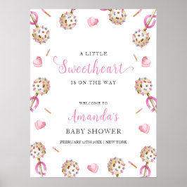 Cute Candy Valentine Sweetheat Baby Shower Välkomm Poster