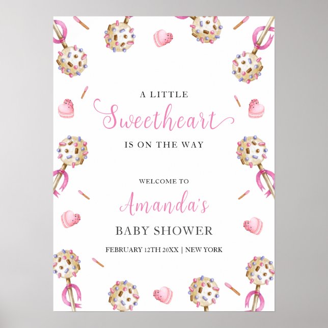 Cute Candy Valentine Sweetheat Baby Shower Välkomm Poster (Framsidan)